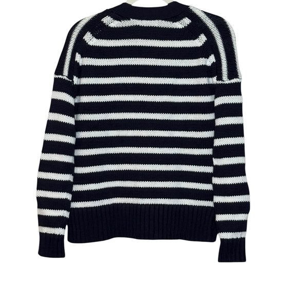 J. Crew Heritage Cotton Relaxed Striped Cardigan NWT XXS NAVY & White - Picture 4 of 9